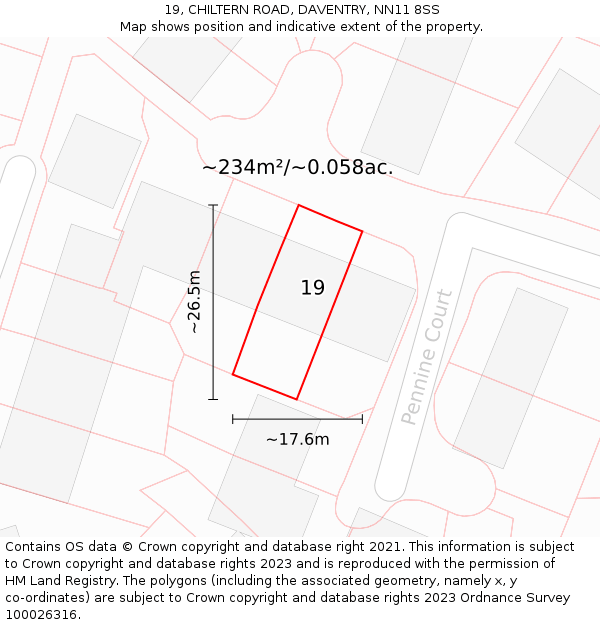19, CHILTERN ROAD, DAVENTRY, NN11 8SS: Plot and title map