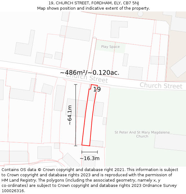 19, CHURCH STREET, FORDHAM, ELY, CB7 5NJ: Plot and title map
