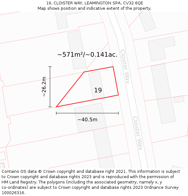 19, CLOISTER WAY, LEAMINGTON SPA, CV32 6QE: Plot and title map