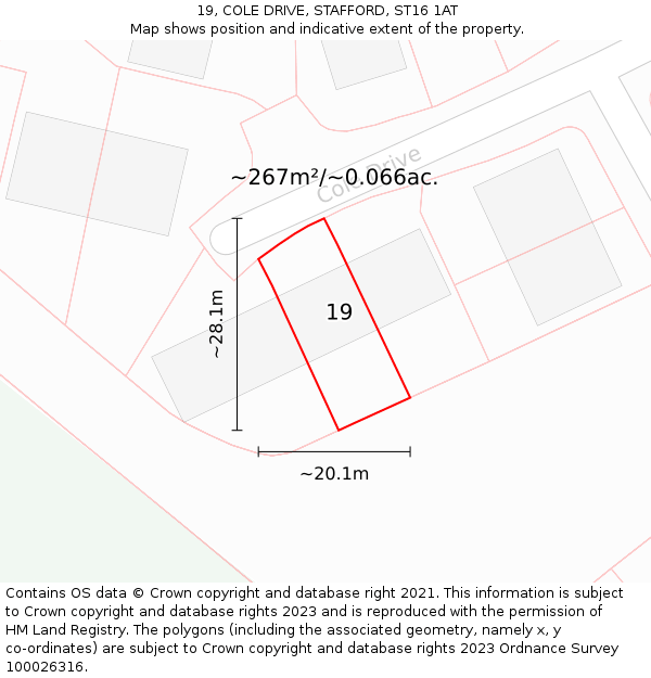 19, COLE DRIVE, STAFFORD, ST16 1AT: Plot and title map