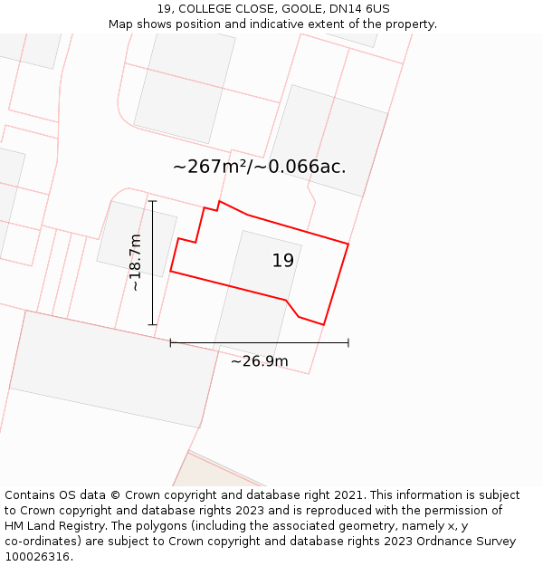19, COLLEGE CLOSE, GOOLE, DN14 6US: Plot and title map
