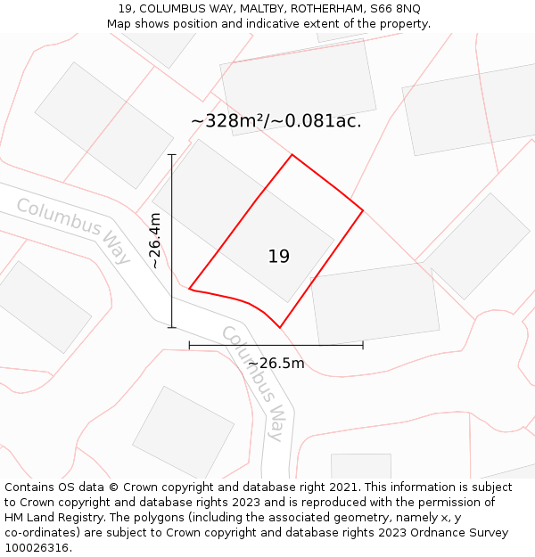 19, COLUMBUS WAY, MALTBY, ROTHERHAM, S66 8NQ: Plot and title map