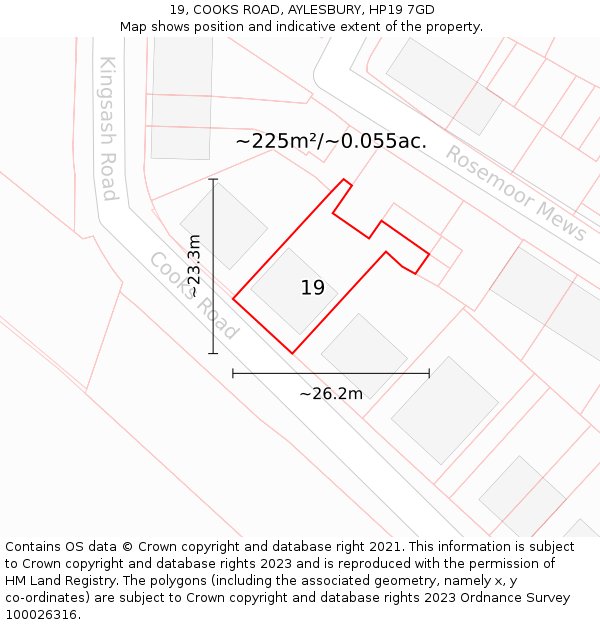 19, COOKS ROAD, AYLESBURY, HP19 7GD: Plot and title map