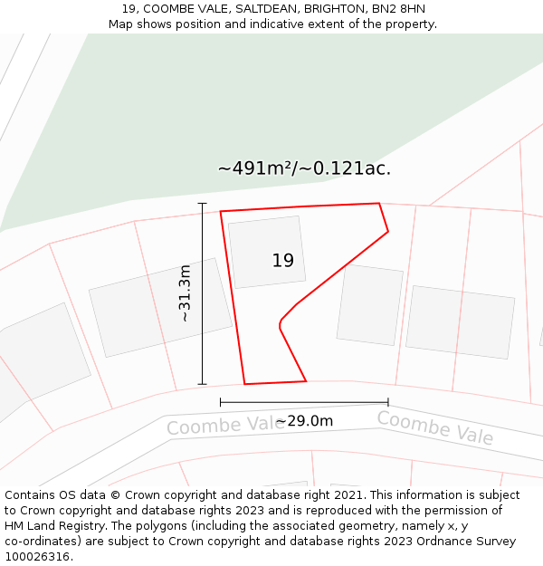 19, COOMBE VALE, SALTDEAN, BRIGHTON, BN2 8HN: Plot and title map