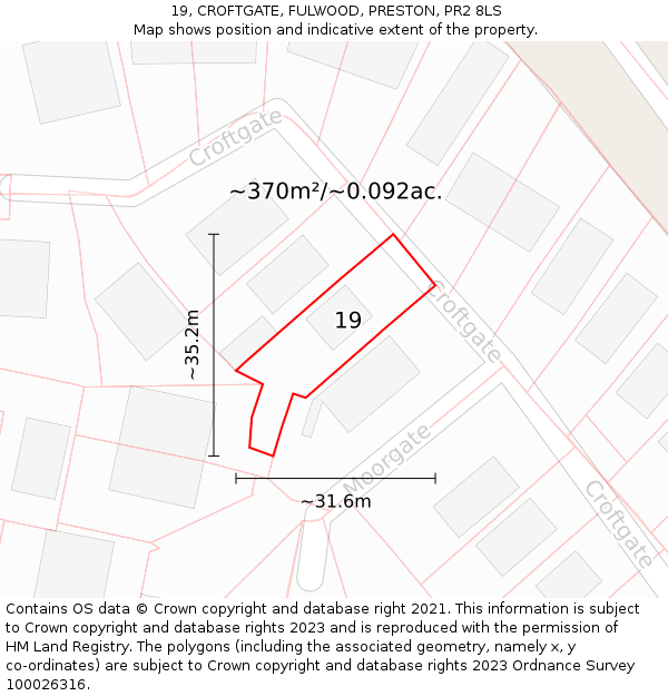 19, CROFTGATE, FULWOOD, PRESTON, PR2 8LS: Plot and title map