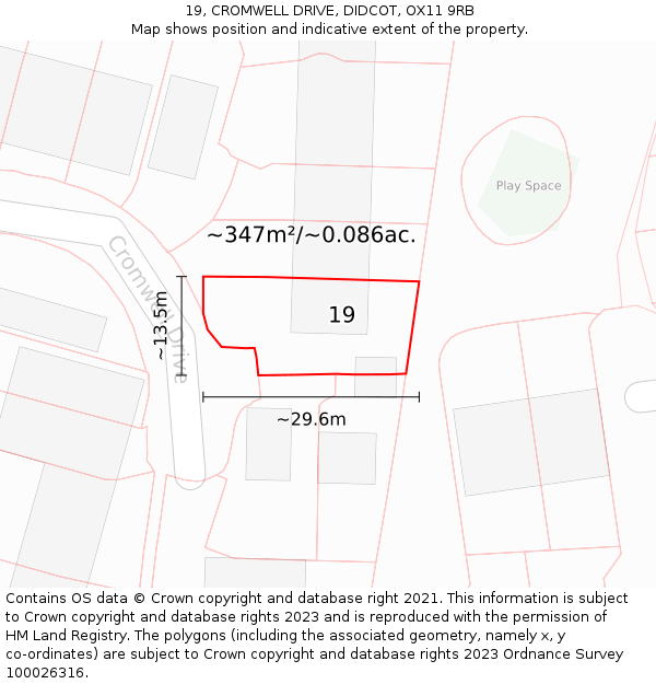 19, CROMWELL DRIVE, DIDCOT, OX11 9RB: Plot and title map