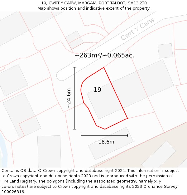 19, CWRT Y CARW, MARGAM, PORT TALBOT, SA13 2TR: Plot and title map