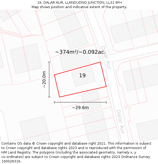 19, DALAR AUR, LLANDUDNO JUNCTION, LL31 9FH: Plot and title map