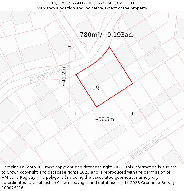 19, DALESMAN DRIVE, CARLISLE, CA1 3TH: Plot and title map