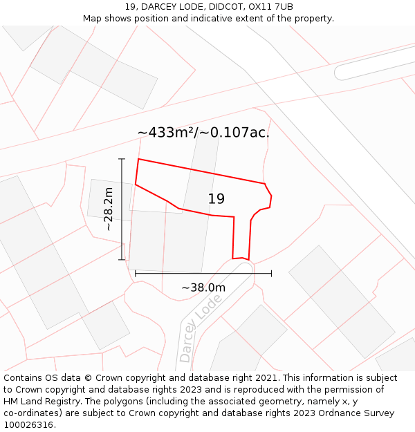 19, DARCEY LODE, DIDCOT, OX11 7UB: Plot and title map