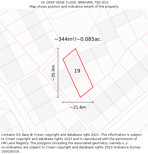 19, DEEP DENE CLOSE, BRIXHAM, TQ5 0DZ: Plot and title map