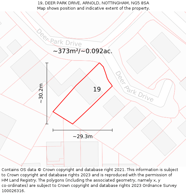 19, DEER PARK DRIVE, ARNOLD, NOTTINGHAM, NG5 8SA: Plot and title map
