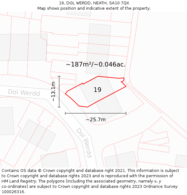 19, DOL WERDD, NEATH, SA10 7QX: Plot and title map