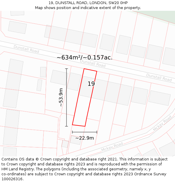 19, DUNSTALL ROAD, LONDON, SW20 0HP: Plot and title map