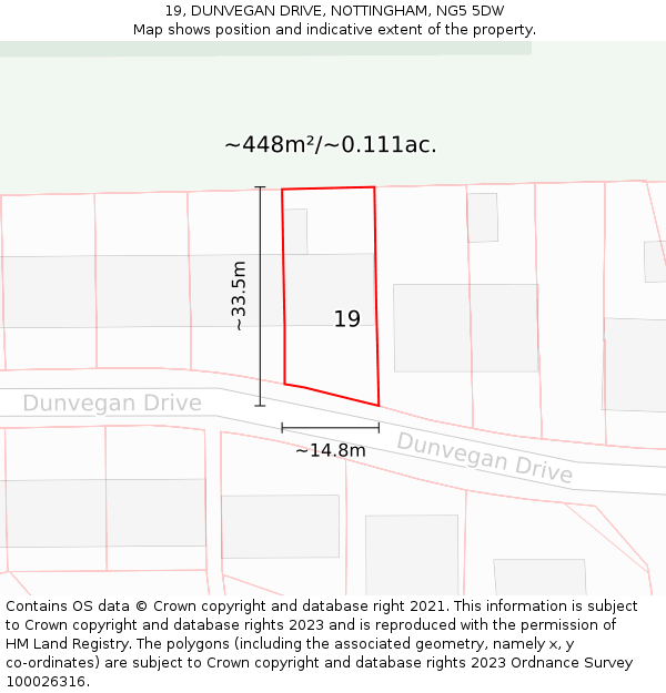 19, DUNVEGAN DRIVE, NOTTINGHAM, NG5 5DW: Plot and title map