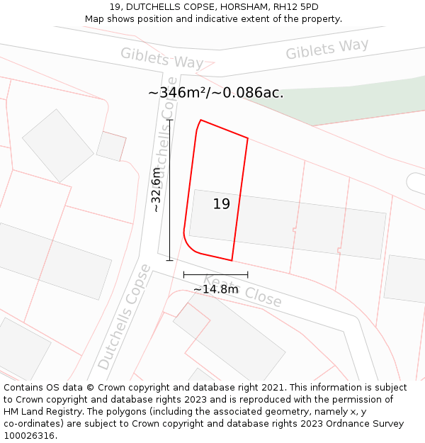 19, DUTCHELLS COPSE, HORSHAM, RH12 5PD: Plot and title map