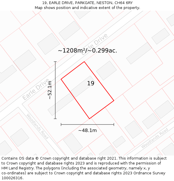 19, EARLE DRIVE, PARKGATE, NESTON, CH64 6RY: Plot and title map