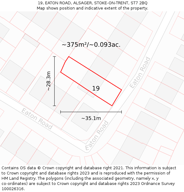 19, EATON ROAD, ALSAGER, STOKE-ON-TRENT, ST7 2BQ: Plot and title map