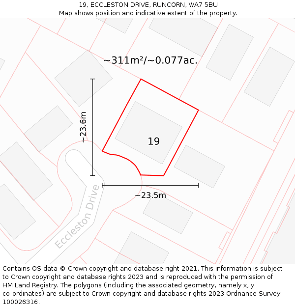 19, ECCLESTON DRIVE, RUNCORN, WA7 5BU: Plot and title map
