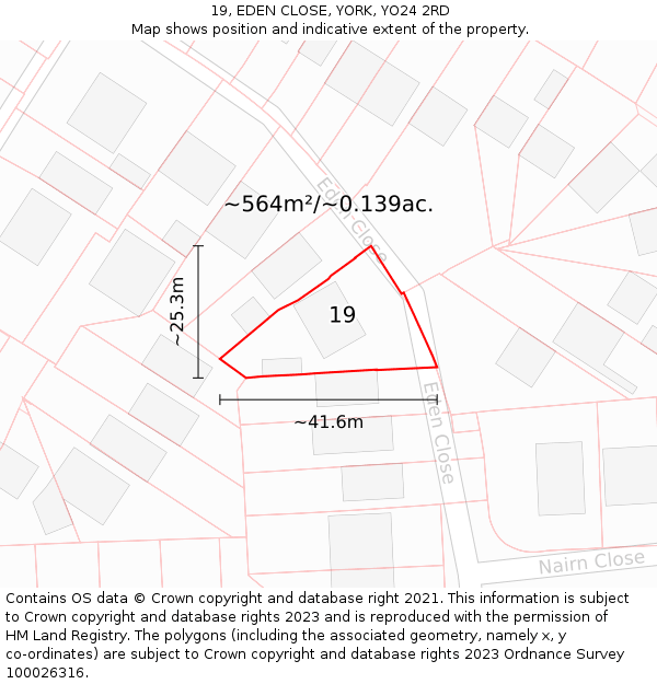 19, EDEN CLOSE, YORK, YO24 2RD: Plot and title map