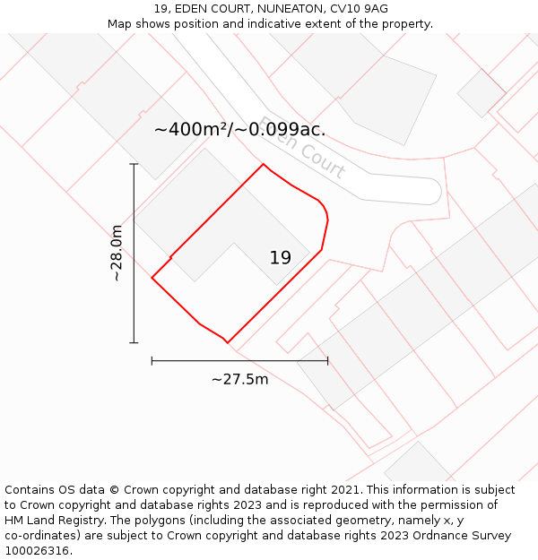 19, EDEN COURT, NUNEATON, CV10 9AG: Plot and title map