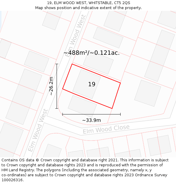 19, ELM WOOD WEST, WHITSTABLE, CT5 2QS: Plot and title map