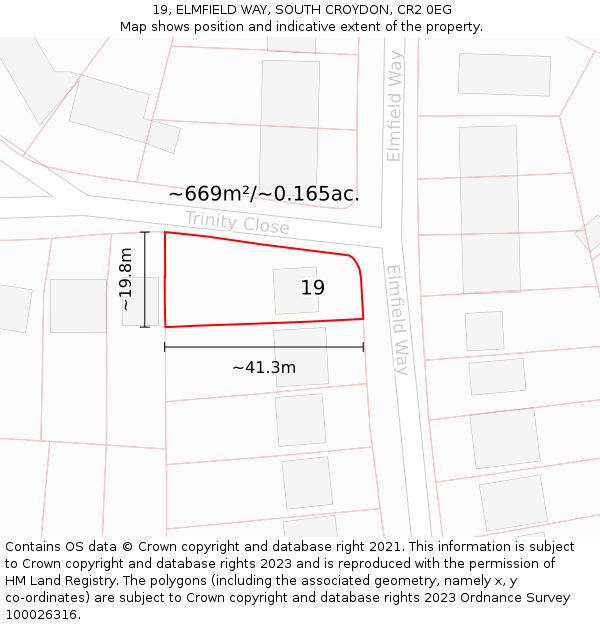 19, ELMFIELD WAY, SOUTH CROYDON, CR2 0EG: Plot and title map