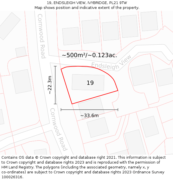 19, ENDSLEIGH VIEW, IVYBRIDGE, PL21 9TW: Plot and title map