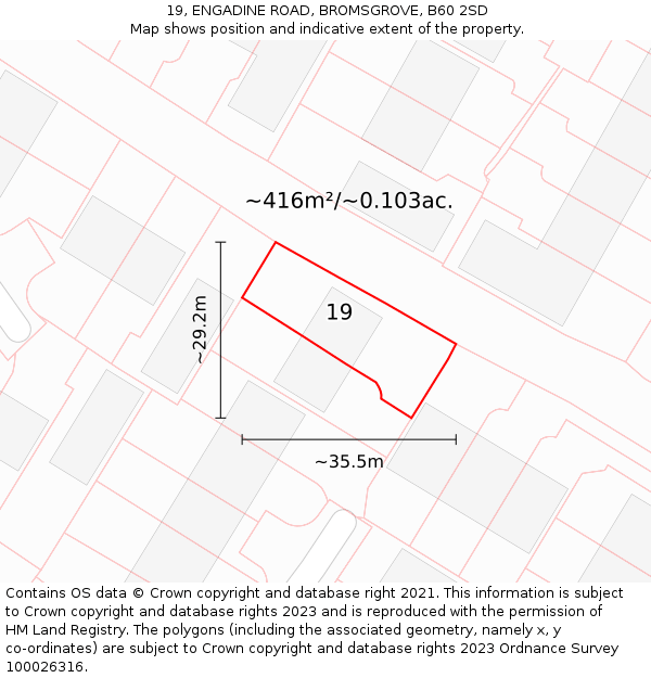 19, ENGADINE ROAD, BROMSGROVE, B60 2SD: Plot and title map