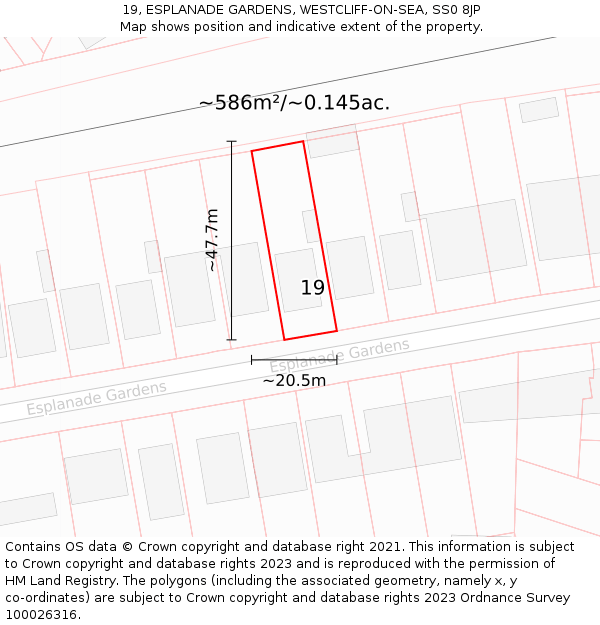19, ESPLANADE GARDENS, WESTCLIFF-ON-SEA, SS0 8JP: Plot and title map