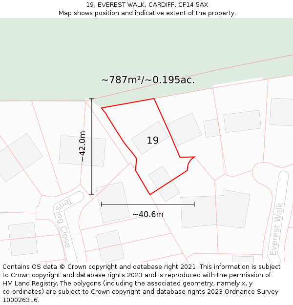 19, EVEREST WALK, CARDIFF, CF14 5AX: Plot and title map