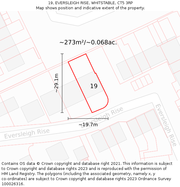 19, EVERSLEIGH RISE, WHITSTABLE, CT5 3RP: Plot and title map