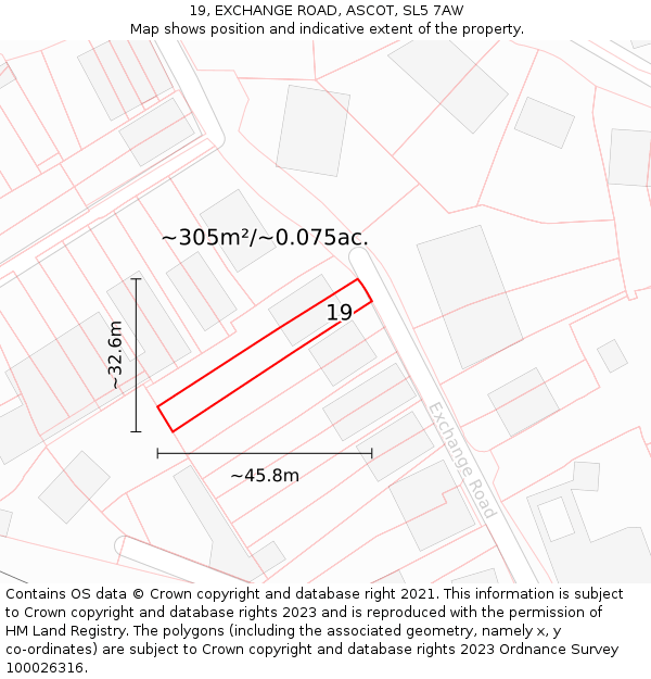 19, EXCHANGE ROAD, ASCOT, SL5 7AW: Plot and title map