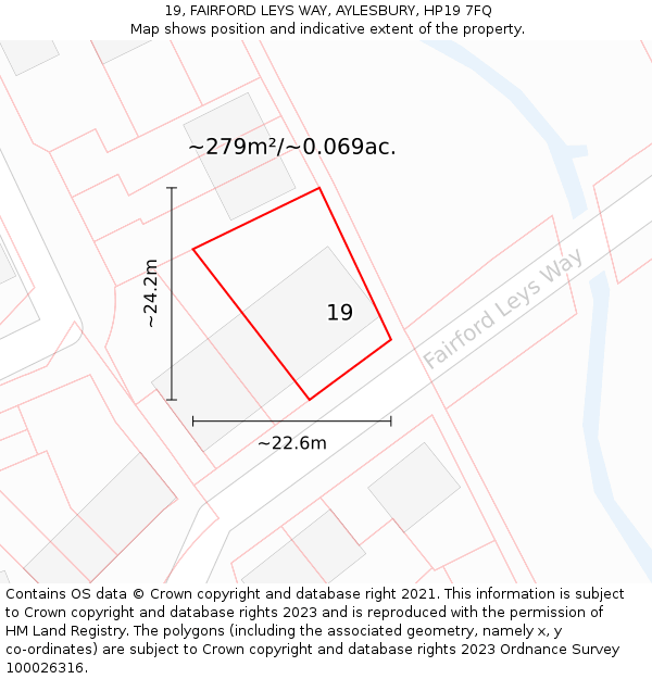 19, FAIRFORD LEYS WAY, AYLESBURY, HP19 7FQ: Plot and title map