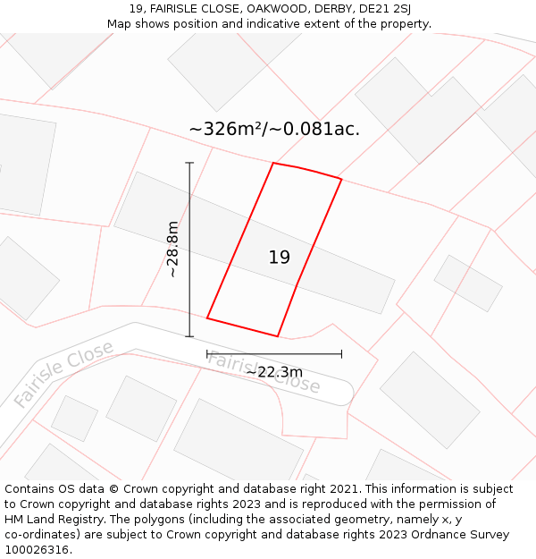 19, FAIRISLE CLOSE, OAKWOOD, DERBY, DE21 2SJ: Plot and title map