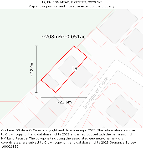 19, FALCON MEAD, BICESTER, OX26 6XE: Plot and title map