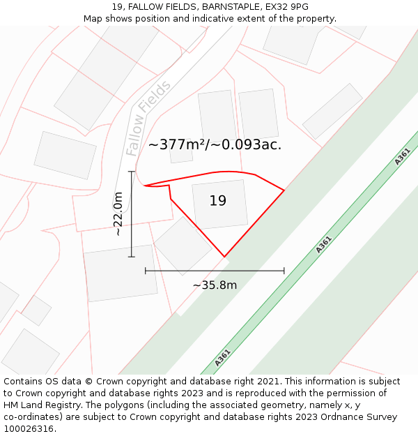 19, FALLOW FIELDS, BARNSTAPLE, EX32 9PG: Plot and title map