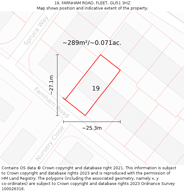 19, FARNHAM ROAD, FLEET, GU51 3HZ: Plot and title map