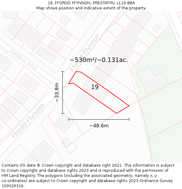 19, FFORDD FFYNNON, PRESTATYN, LL19 8BA: Plot and title map