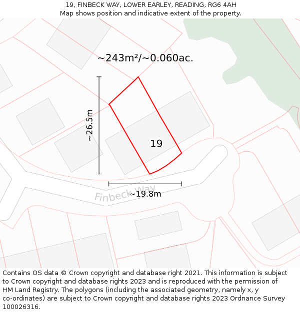 19, FINBECK WAY, LOWER EARLEY, READING, RG6 4AH: Plot and title map