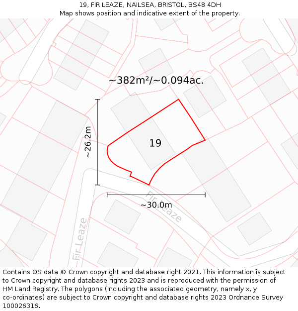 19, FIR LEAZE, NAILSEA, BRISTOL, BS48 4DH: Plot and title map