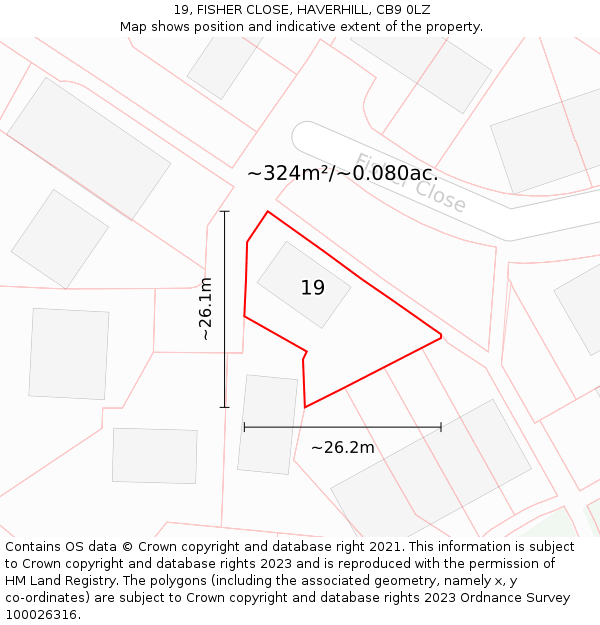 19, FISHER CLOSE, HAVERHILL, CB9 0LZ: Plot and title map