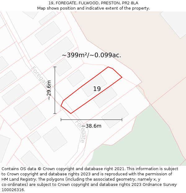 19, FOREGATE, FULWOOD, PRESTON, PR2 8LA: Plot and title map