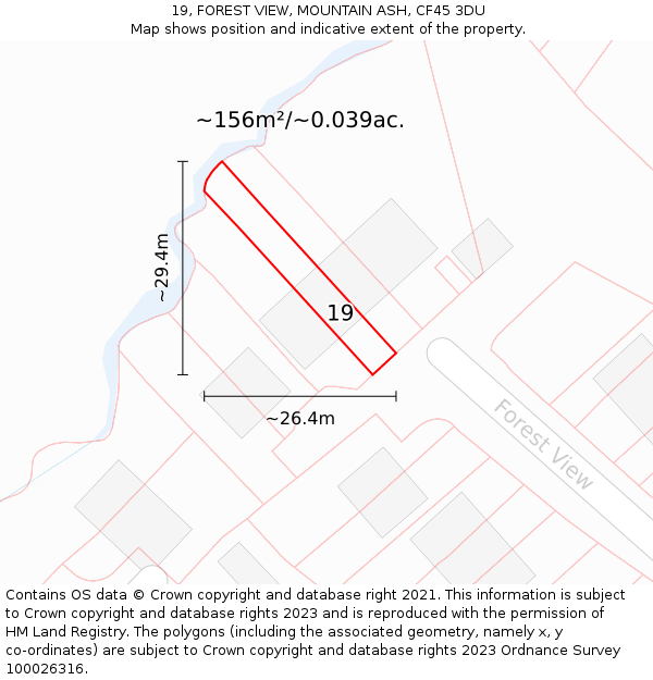 19, FOREST VIEW, MOUNTAIN ASH, CF45 3DU: Plot and title map