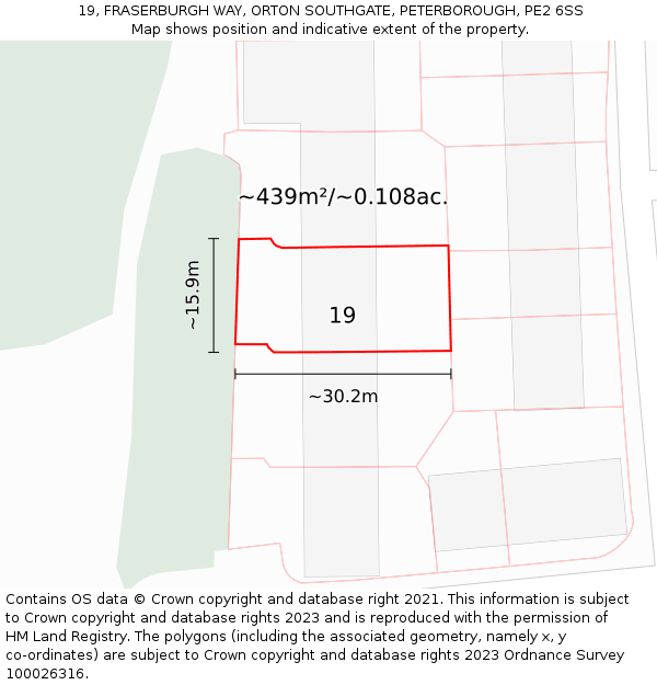 19, FRASERBURGH WAY, ORTON SOUTHGATE, PETERBOROUGH, PE2 6SS: Plot and title map