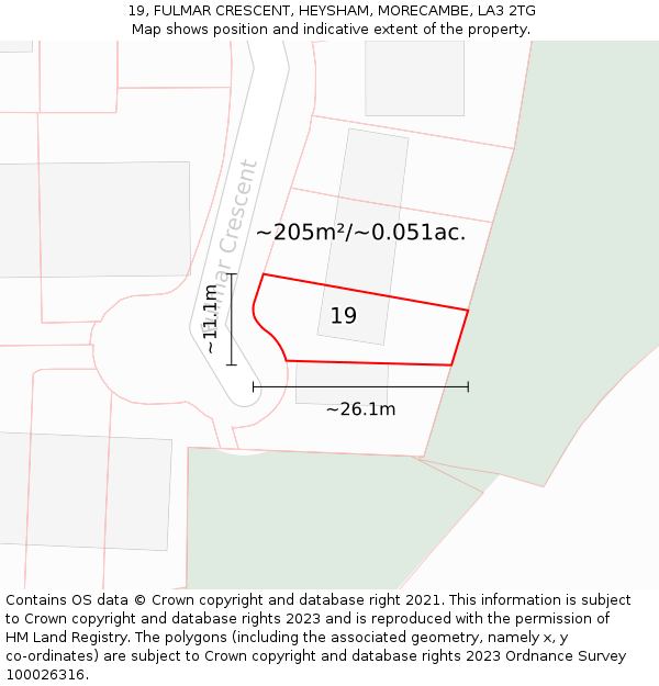 19, FULMAR CRESCENT, HEYSHAM, MORECAMBE, LA3 2TG: Plot and title map