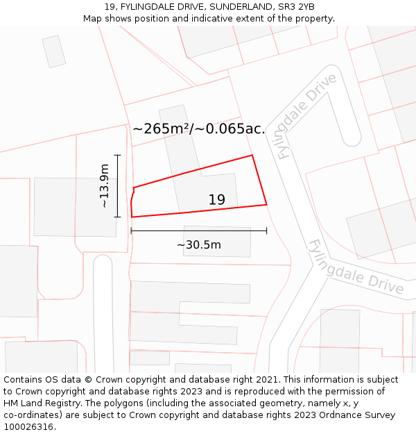 19, FYLINGDALE DRIVE, SUNDERLAND, SR3 2YB: Plot and title map