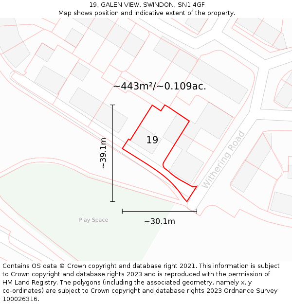 19, GALEN VIEW, SWINDON, SN1 4GF: Plot and title map