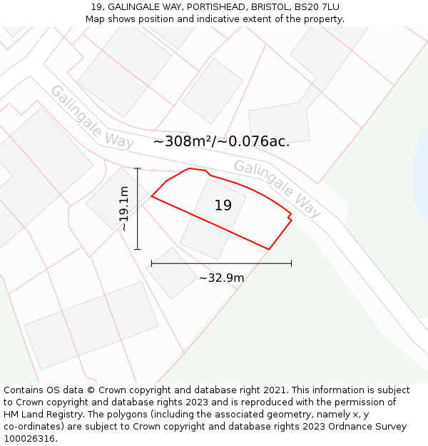19, GALINGALE WAY, PORTISHEAD, BRISTOL, BS20 7LU: Plot and title map