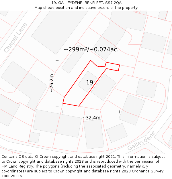 19, GALLEYDENE, BENFLEET, SS7 2QA: Plot and title map